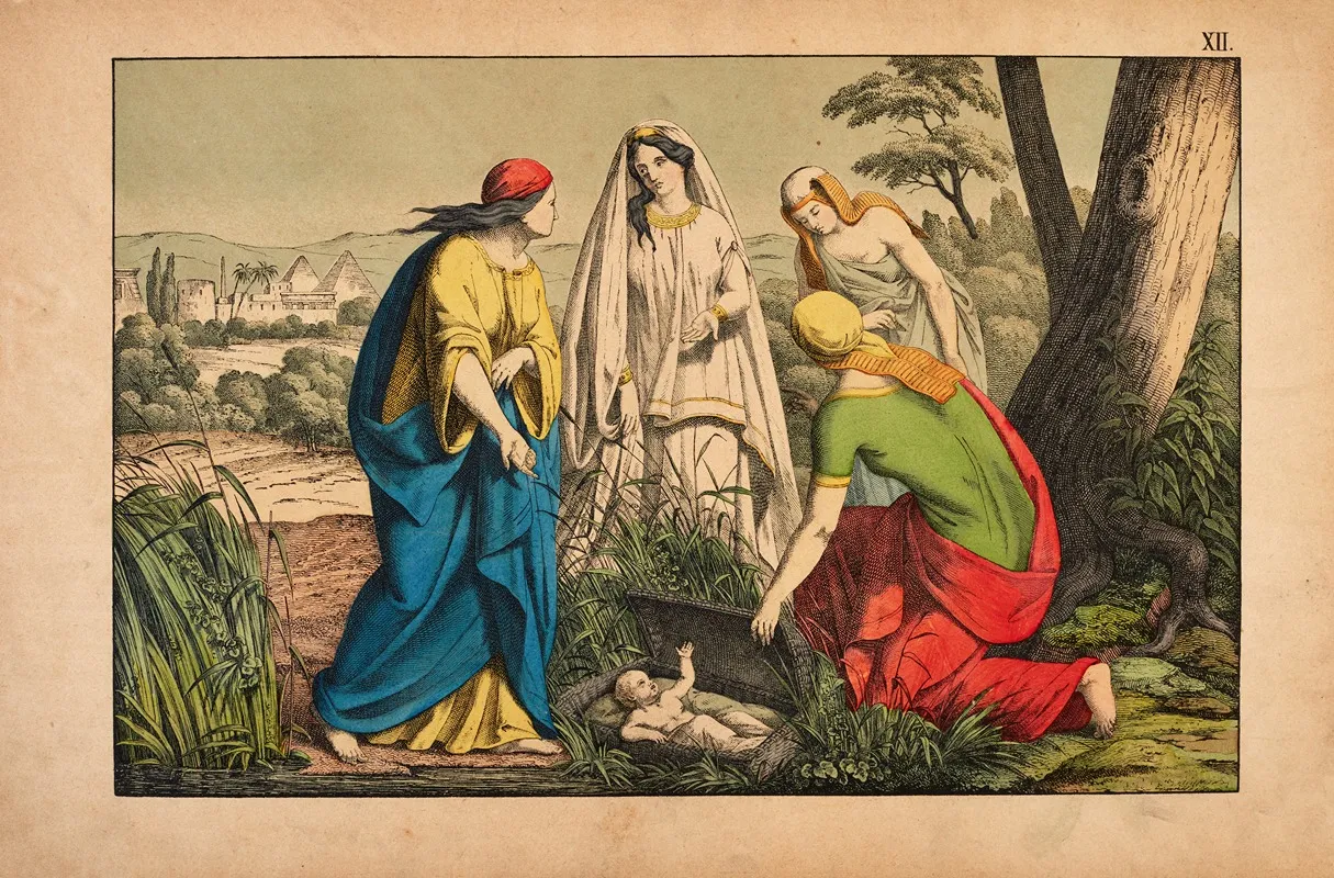 Moses Is Saved By Pharaohs Daughter 5 by Theodor Eckardt - Canvas Print