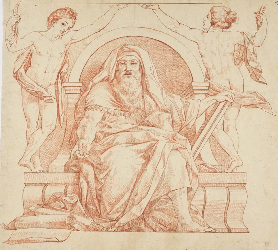 Moses Sitzend by Philipp Jakob Becker - Canvas Print