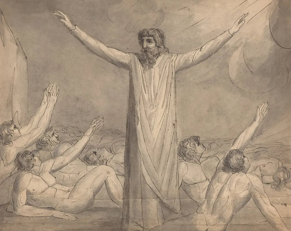 Moses Staying The Plague Recto