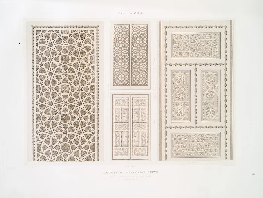 Mosquee De Thelay Abou Rezyq Face Et Revers De La Principale Porte Xiie Siecle by Émile Prisse d'Avennes - Canvas Print
