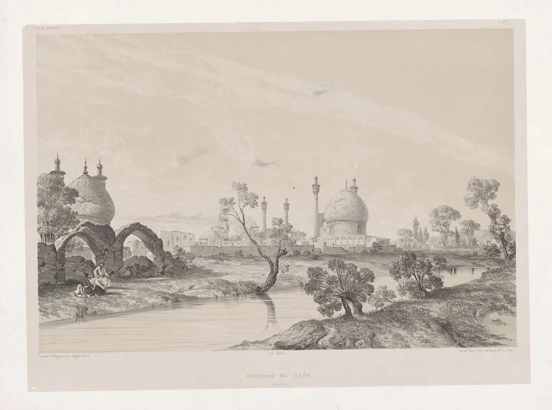 Mosquee Du Chah Ispahan by Eugène Flandin - Canvas Print