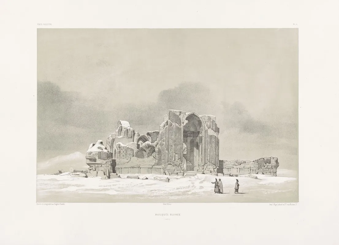 Mosquee Ruinee Tabriz by Eugène Flandin - Canvas Print