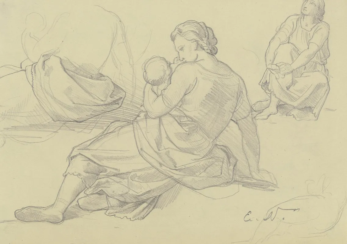 Mother With Child 6 by Eugen Napoleon Neureuther - Canvas Print