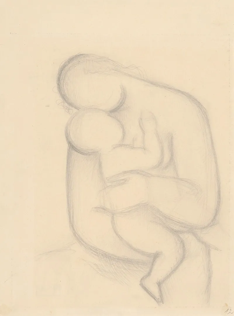 Mother With Child In Her Arms Study For The Painting Mother Seated