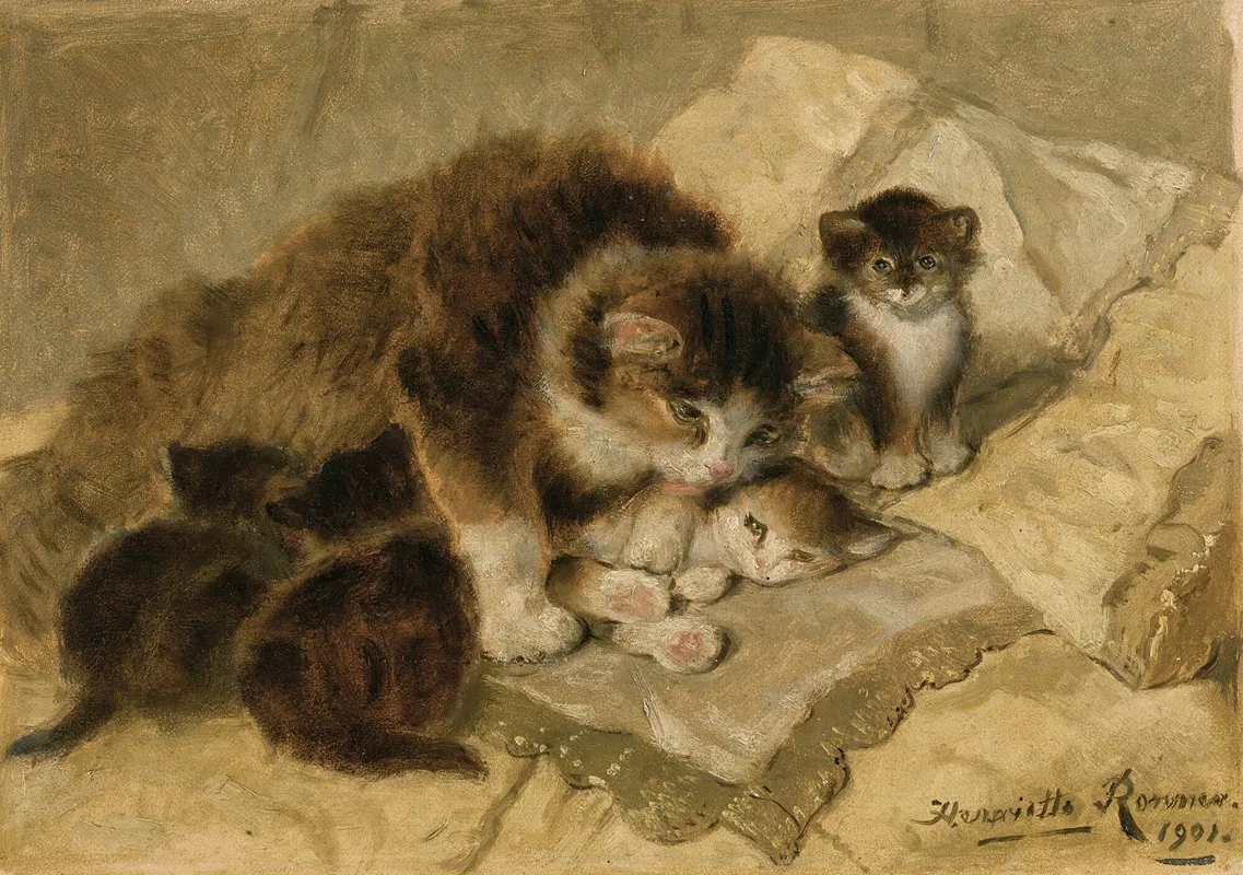 Mothers Pride 4 by Henriëtte Ronner-Knip - Canvas Print