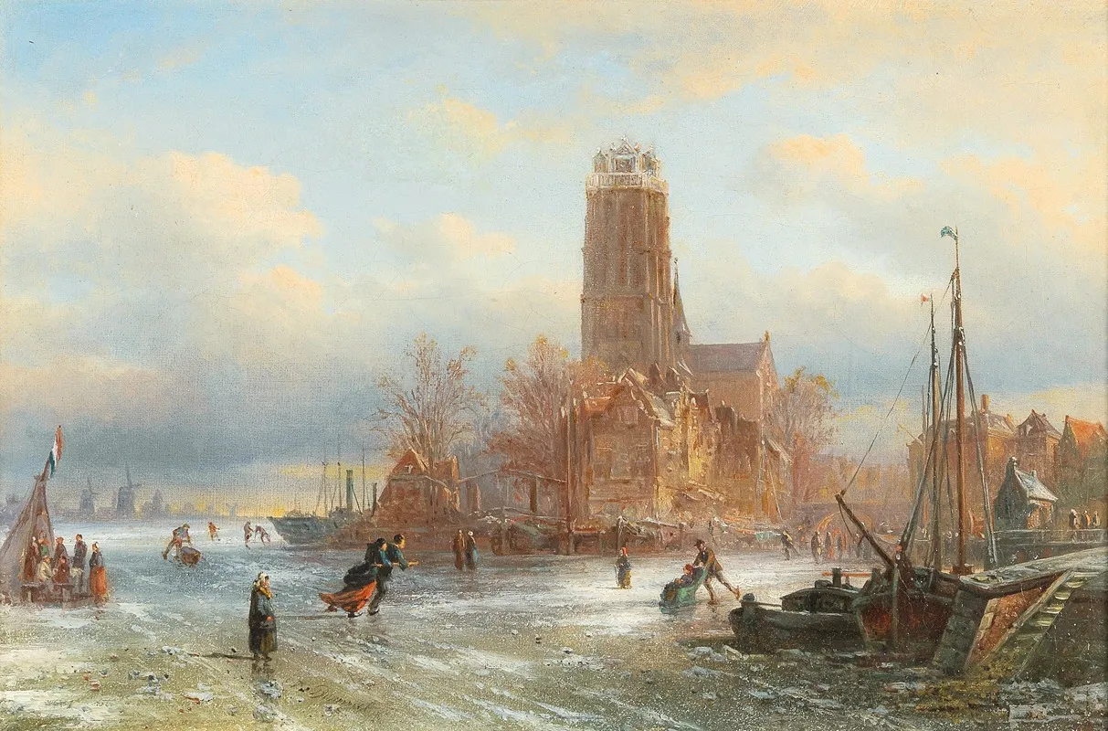 Motif Of Dordrecht by Elias Pieter van Bommel - Canvas Print