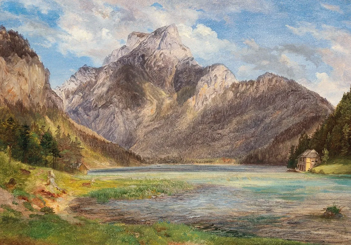 Mountain Lake 3 by Friedrich Loos - Canvas Print