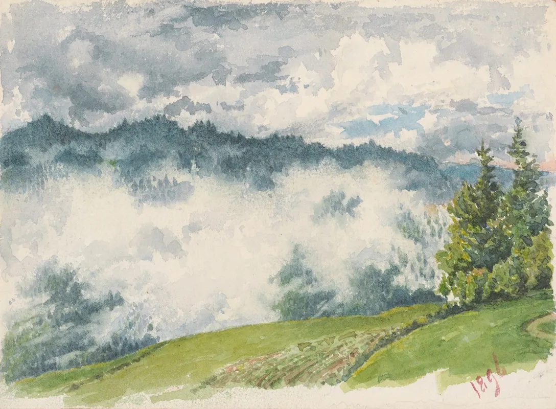 Mountain Landscape In Mist by Friedrich Carl von Scheidlin - Canvas Print