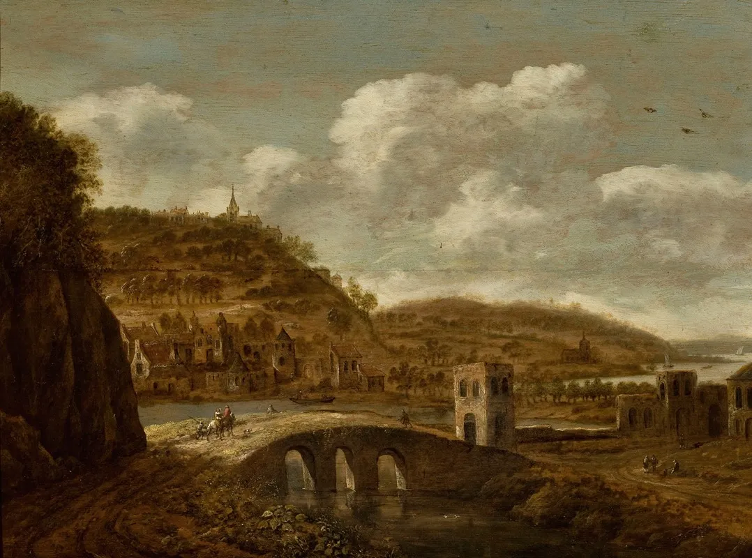 Mountain Landscape With A Bridge by Dionijs Verburg - Canvas Print