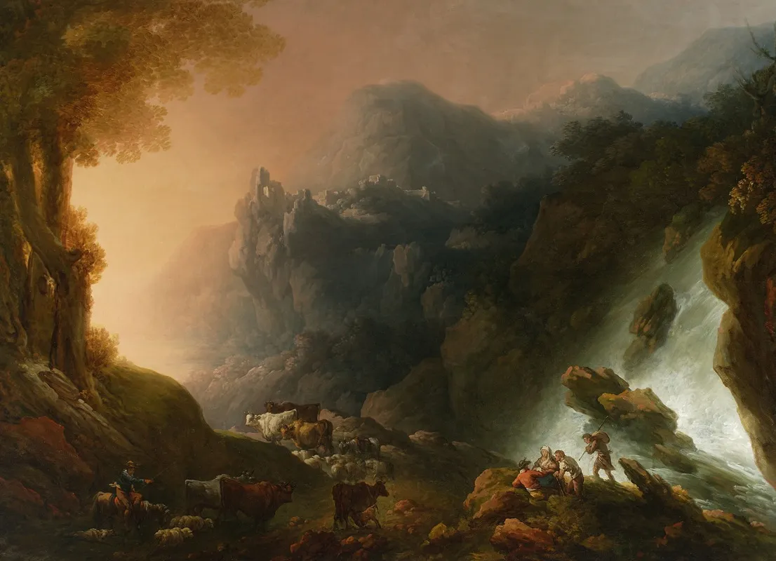 Mountain Landscape With A Waterfall