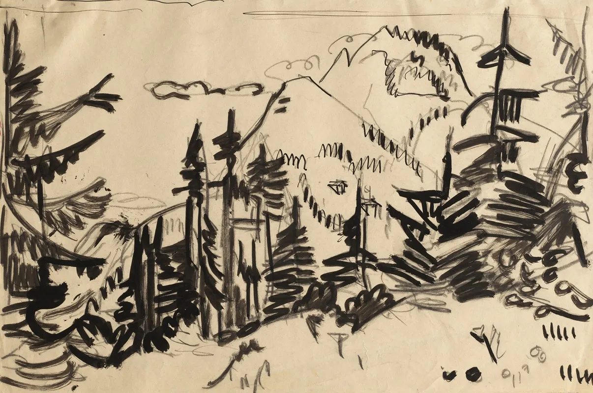 Mountain Landscape With Fir Trees