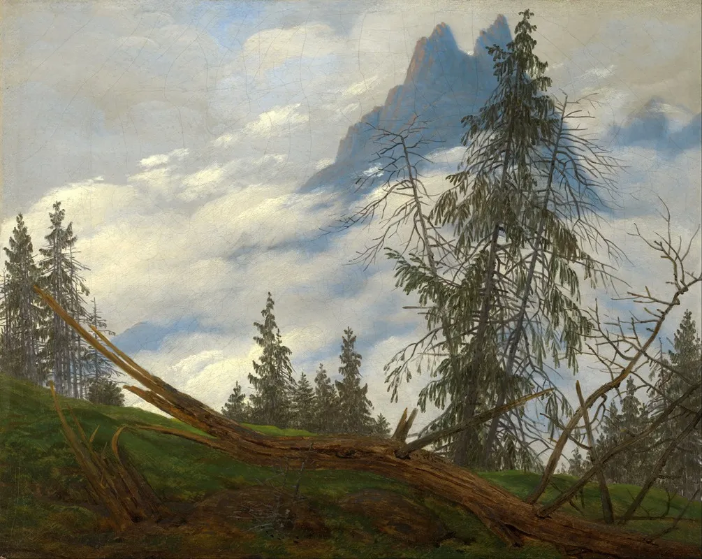 Mountain Peak With Drifting Clouds by Caspar David Friedrich - Canvas Print