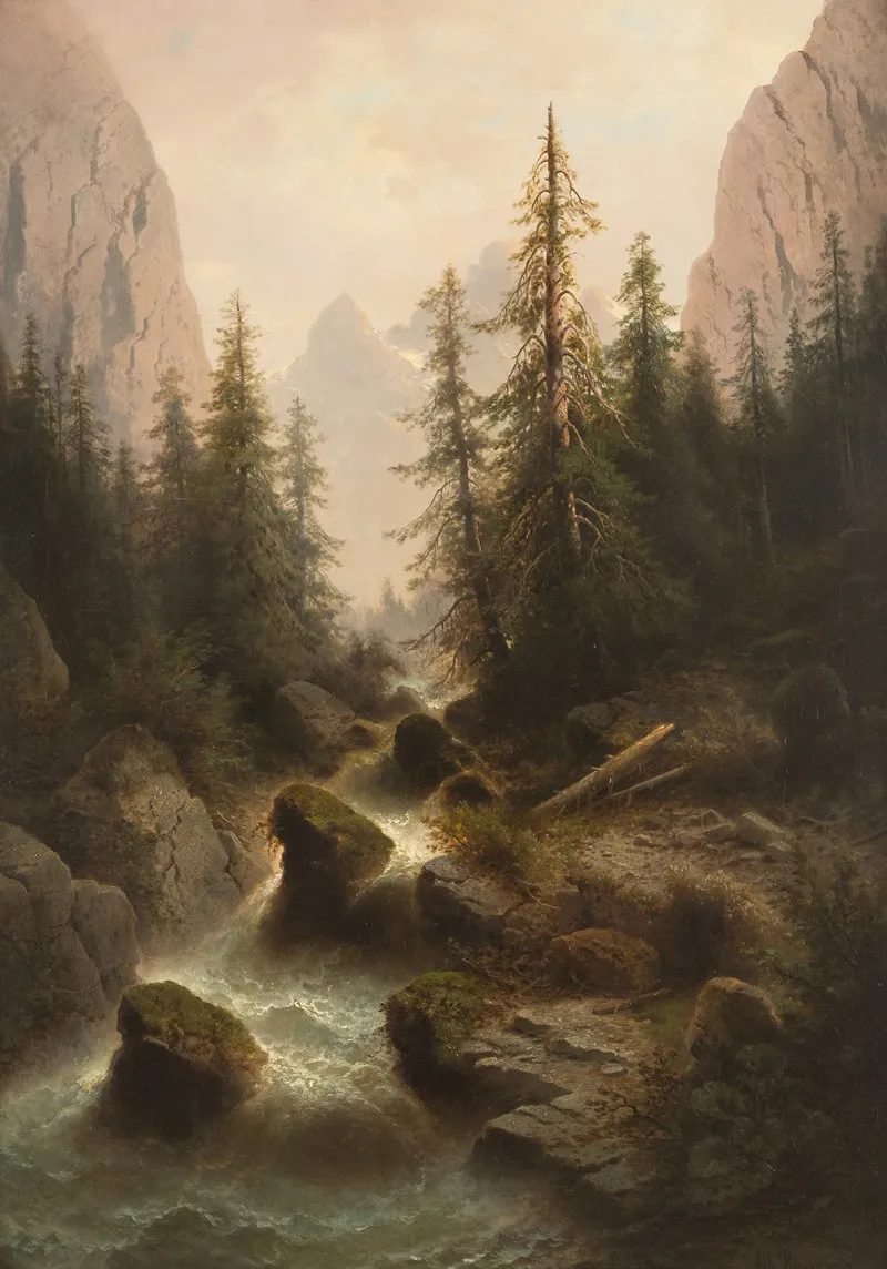 Mountain Stream 3 by Albert Rieger - Canvas Print