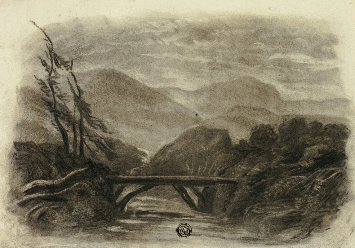 Mountain Stream With Small Bridge I