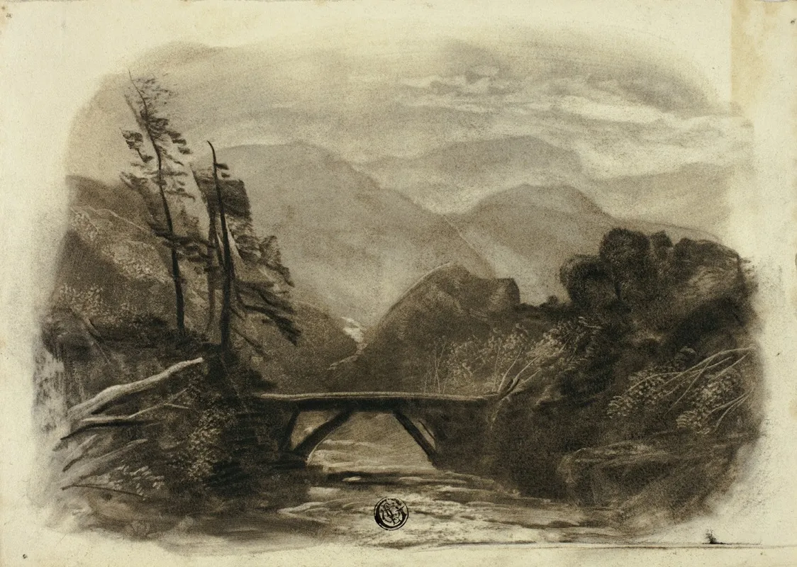 Mountain Stream With Small Bridge Ii