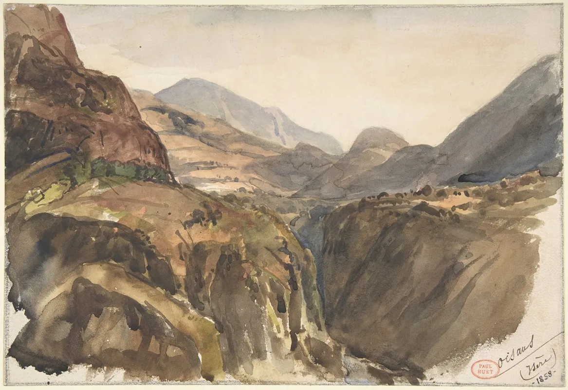 Mountain View At Oisans Isere by Paul Huet - Canvas Print