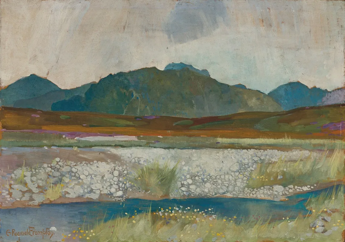 Mountainous Lake Landscape by Edward Reginald Frampton - Canvas Print