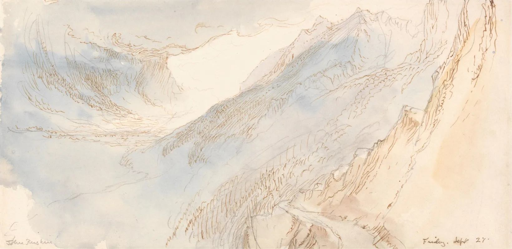 Mountainous Landscape 17 by John Ruskin - Canvas Print