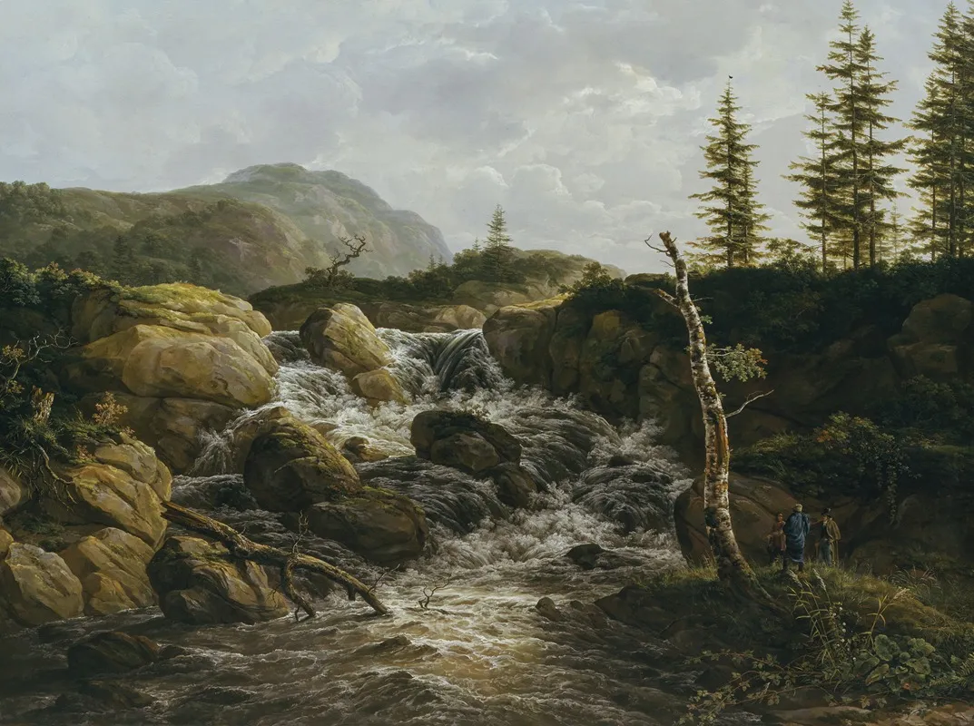 Mountainous Landscape With A Waterfall Norway by Johan Christian Dahl - Canvas Print