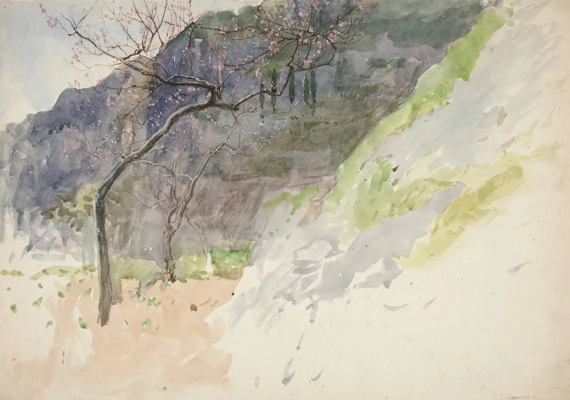 Mountainous Landscape With Budding Trees