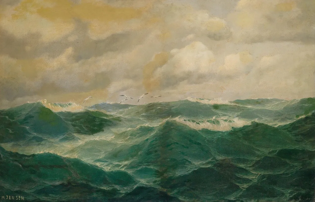 Mowen Uber Einer Bewegten Seelandschaft by Max Jensen - Canvas Print
