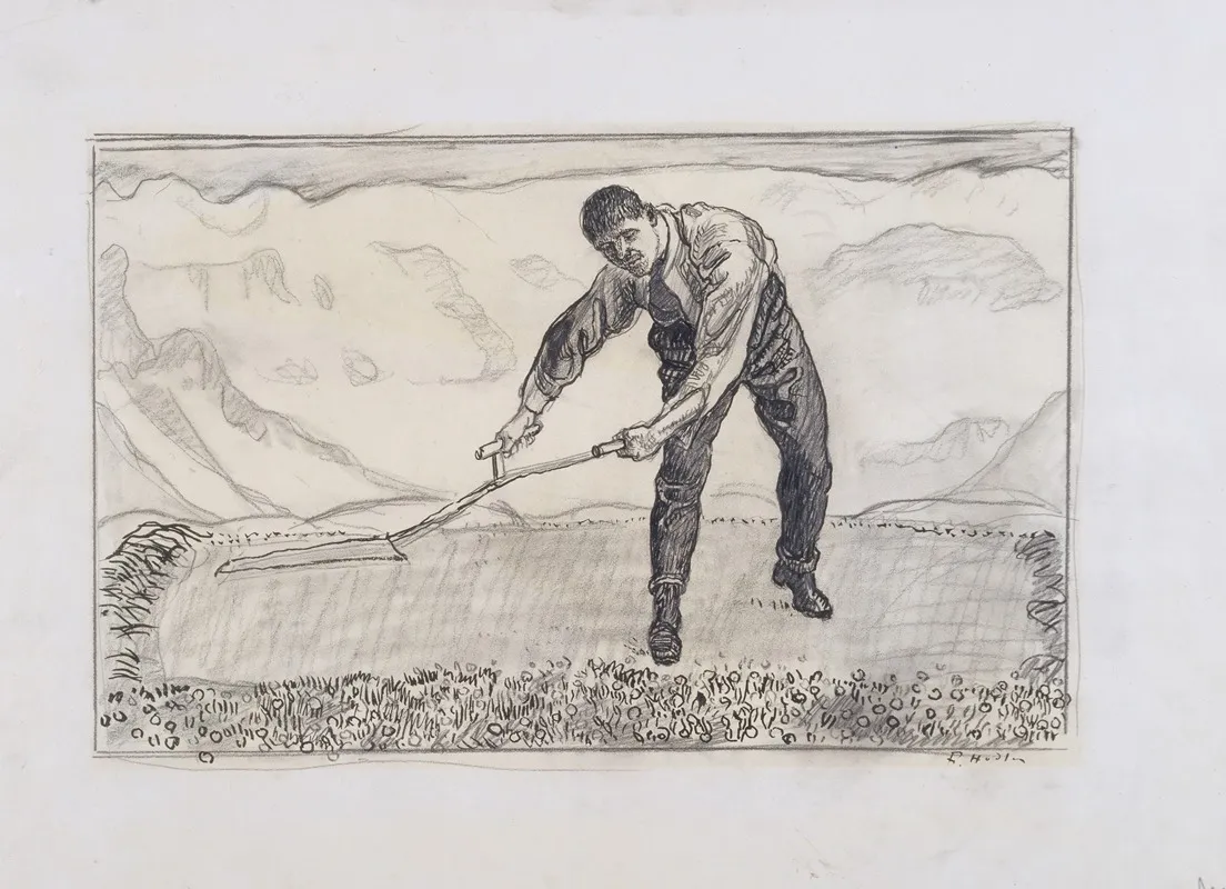 Mower On The Field by Ferdinand Hodler - Canvas Print