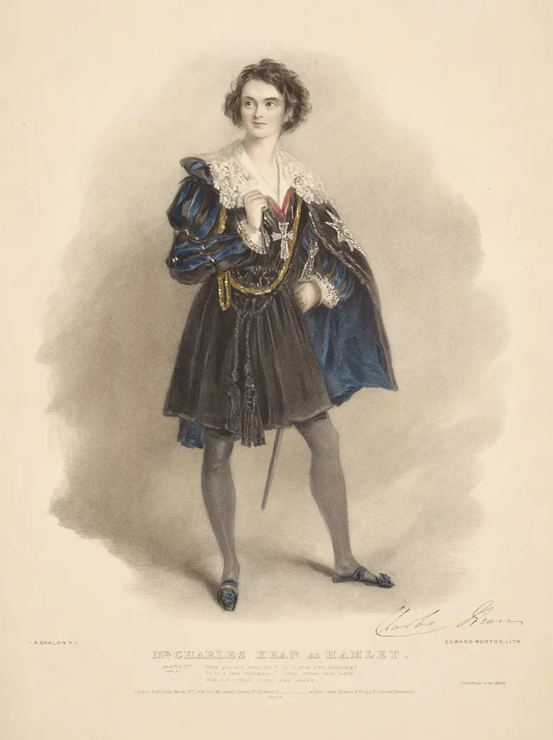 Mr Charles Kean As Hamlet In Shakespeares Hamlet by Alfred Edward Chalon - Canvas Print
