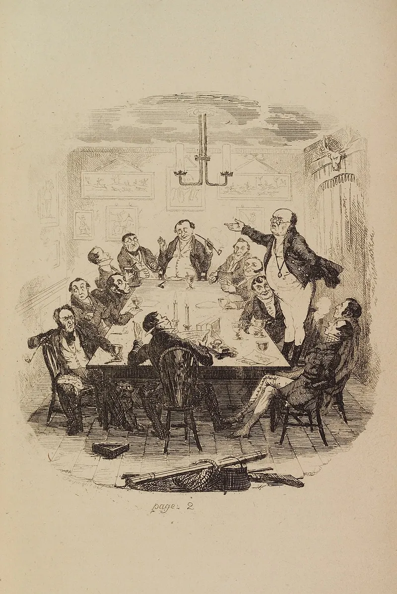 Mr Pickwick Addresses The Club by Robert Seymour - Canvas Print