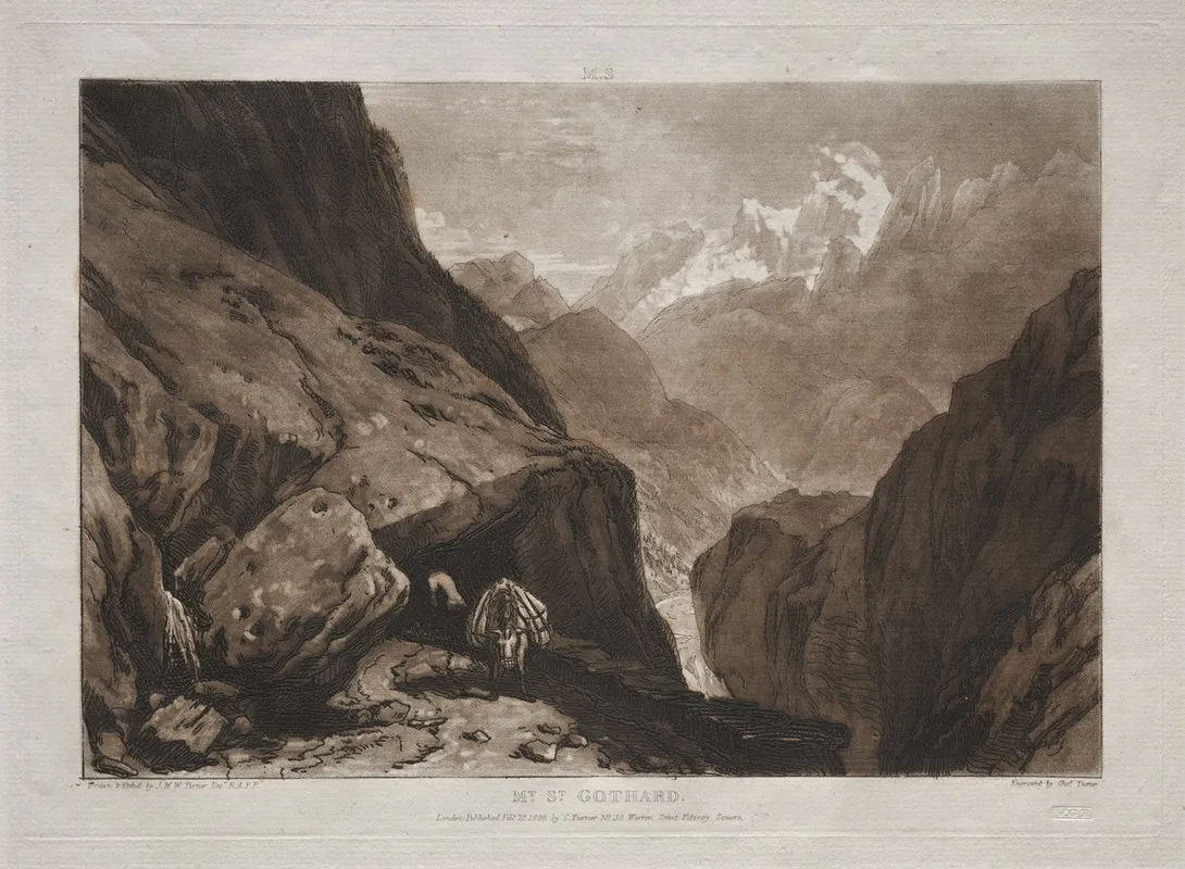 Mt St Gothard by Joseph Mallord William Turner - Canvas Print