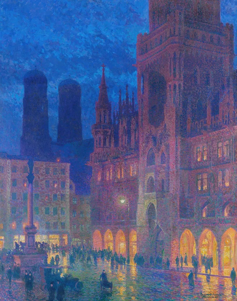 Munchen Marienplatz by Charles Johann Palmié - Canvas Print