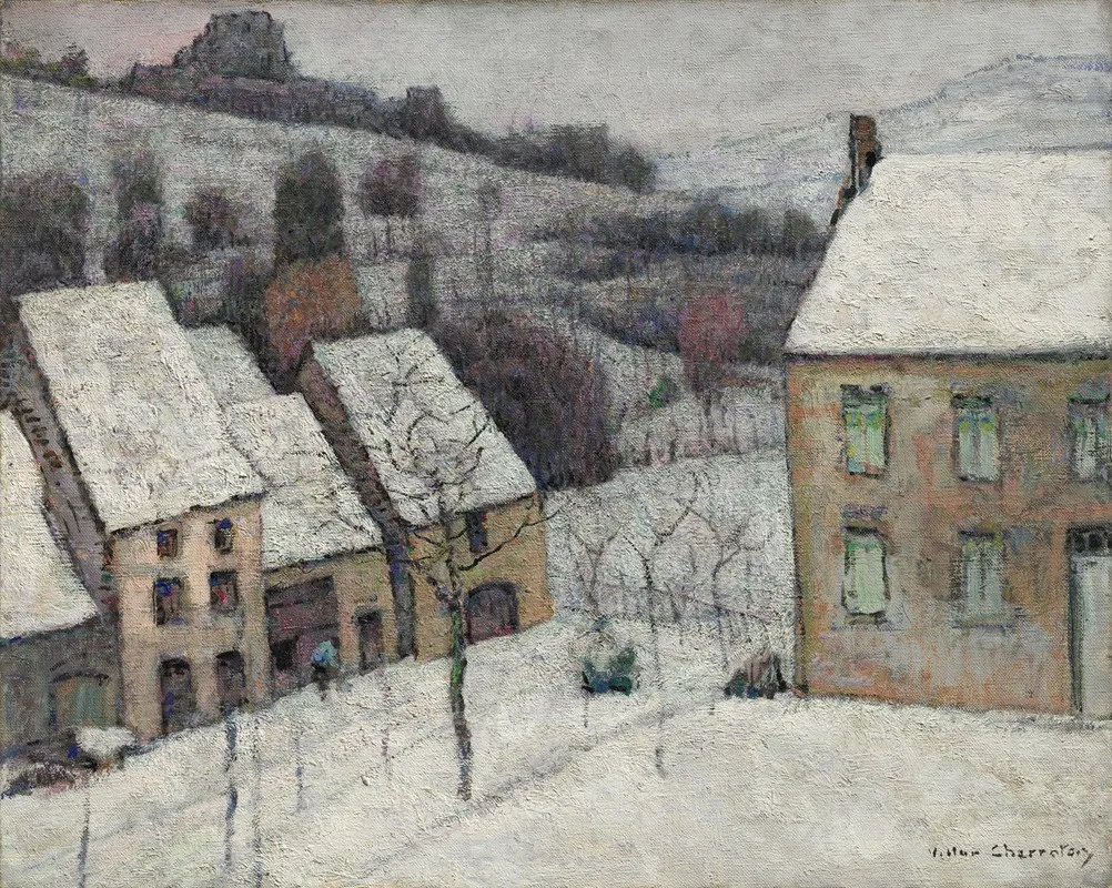 Murol In The Snow by Victor Charreton - Canvas Print
