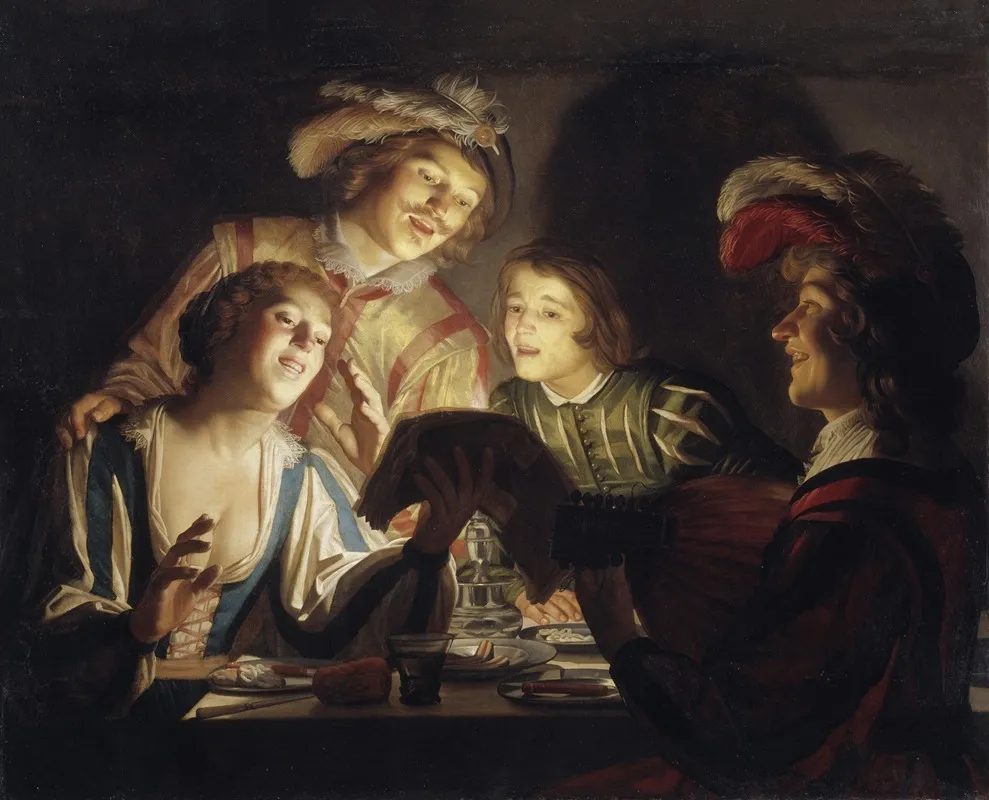 Musical Group By Candlelight by Gerard van Honthorst - Canvas Print
