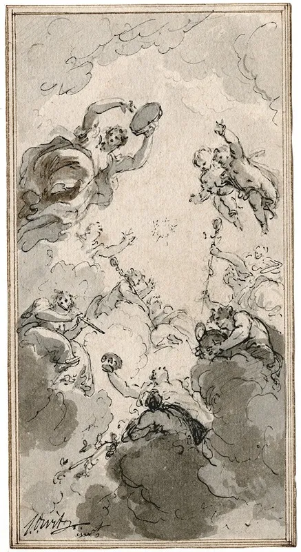 Musicerende Figuren In De Wolken