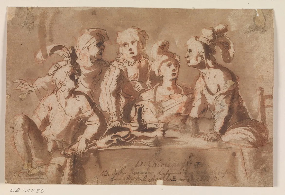 Musikere Samlet Omkring Et Bord by Antonio Carneo - Canvas Print