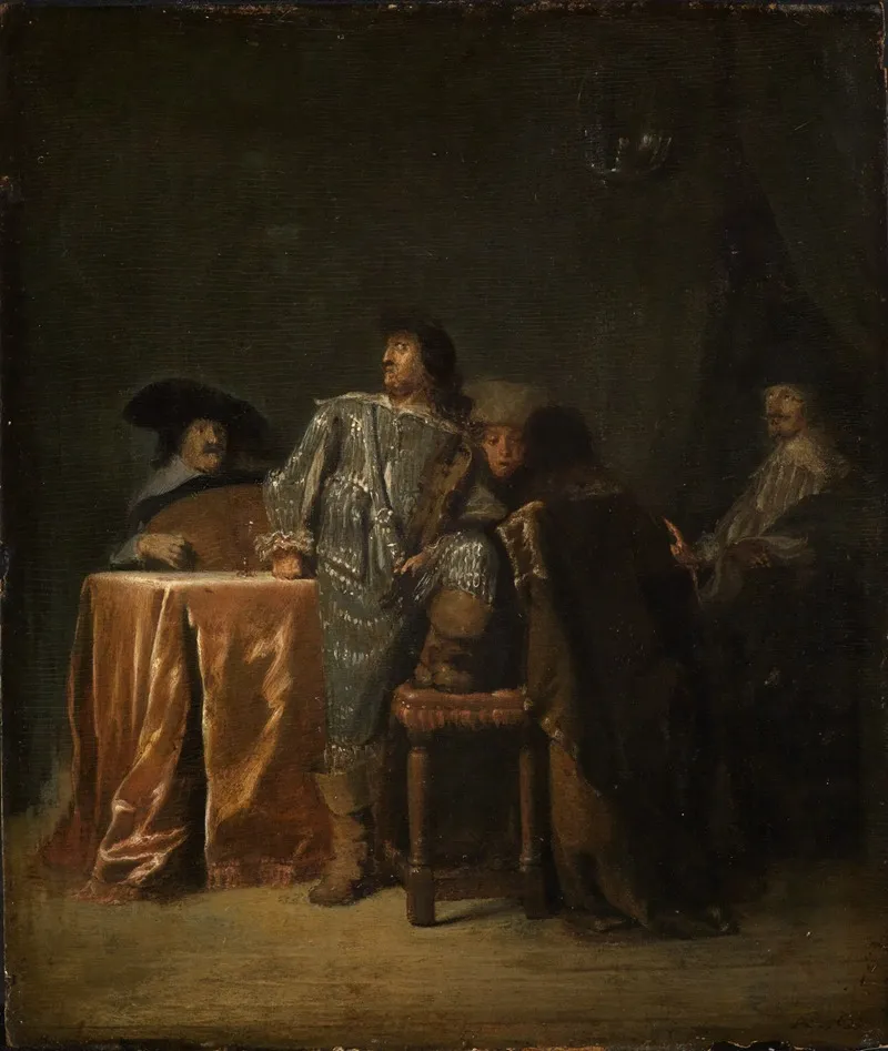 Musizierende Offiziere by Leonaert Bramer - Canvas Print