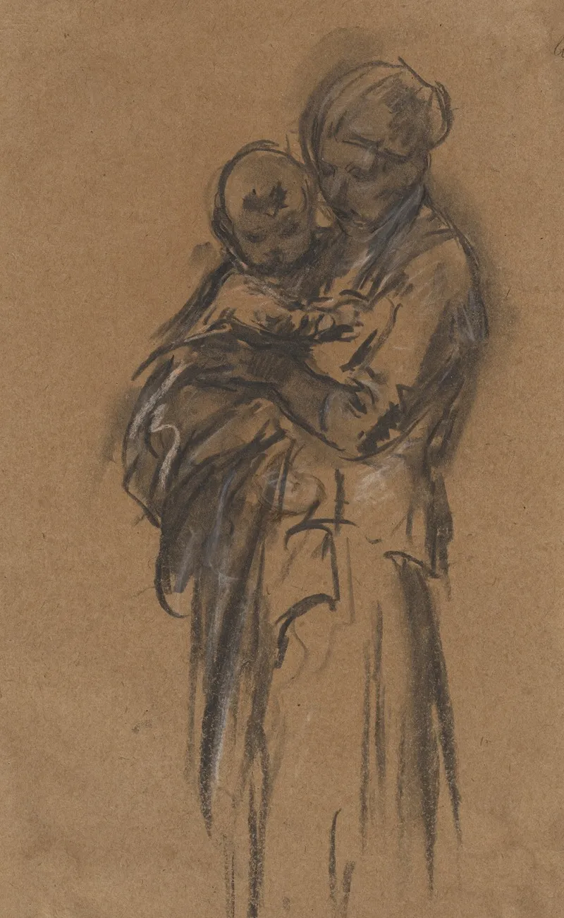 Mutter Mit Kind Auf Dem Arm 2 by Anton Burger - Canvas Print