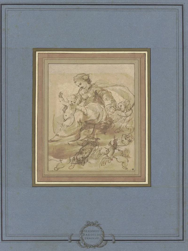 Muttergottes Von Engeln Getragen Auf Wolken