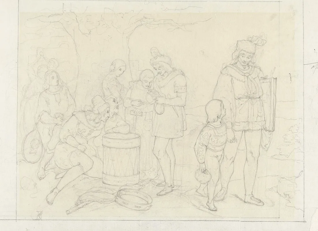 Muzikanten Bij Een Boom by Alexander Hugo Bakker Korff - Canvas Print