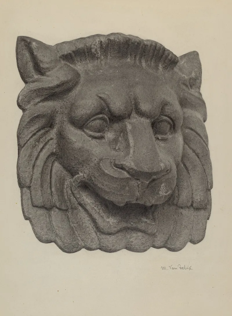 Muzzle Of A Lion One Of Pair by Maurice Van Felix - Canvas Print
