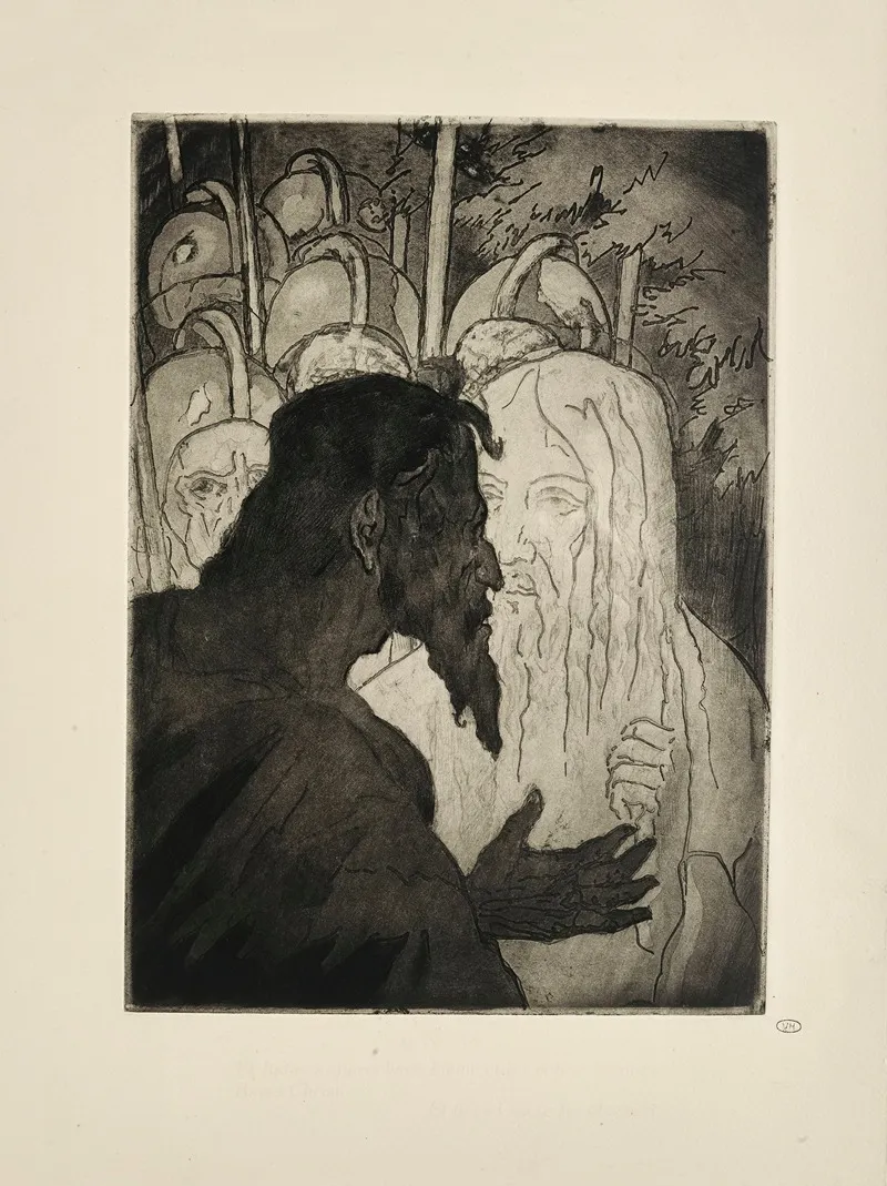 N 35 Et Judas Sapprochant Bleme Et Les Mains Crispees Baisa Christ Et Le Ciel Sacre Fut Obscurci by Emile Bernard - Canvas Print