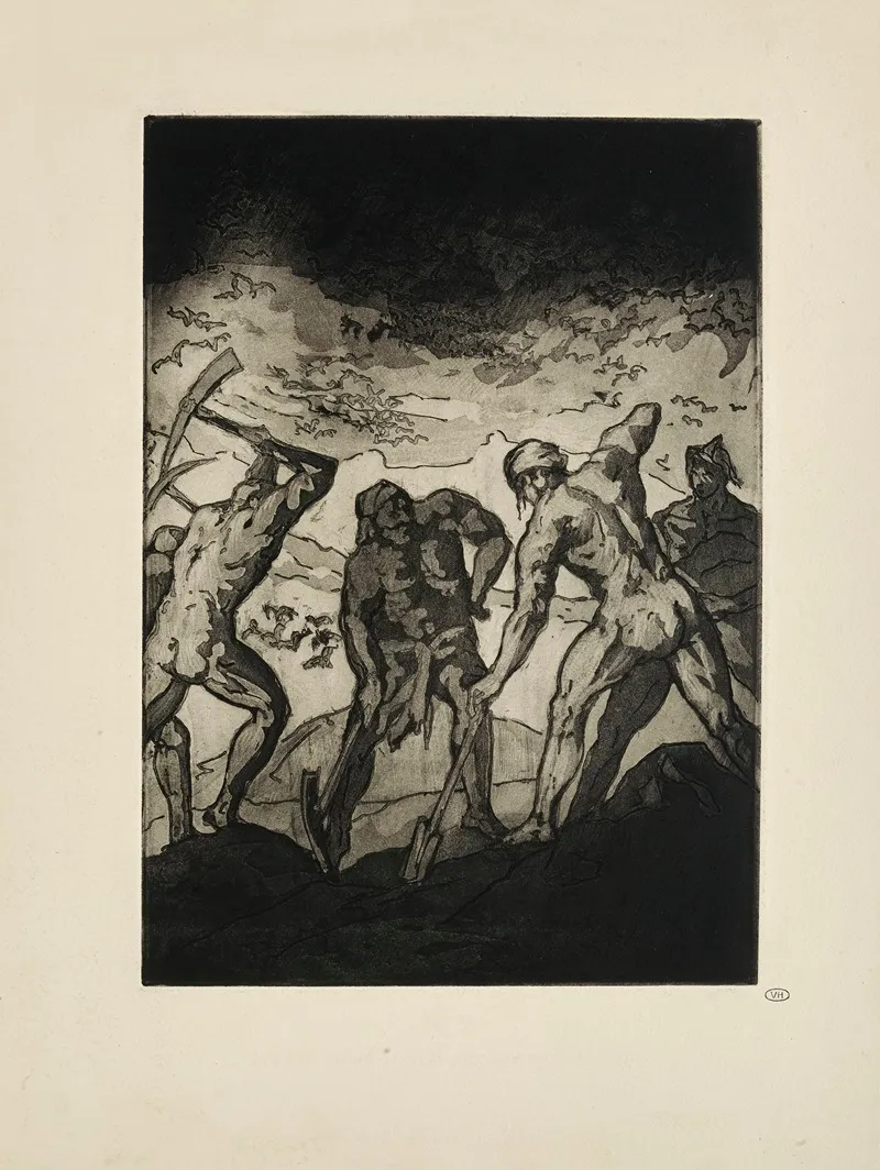 N 38 Les Fossoyeurs De Croix Piochent Sur Le Calvaire by Emile Bernard - Canvas Print