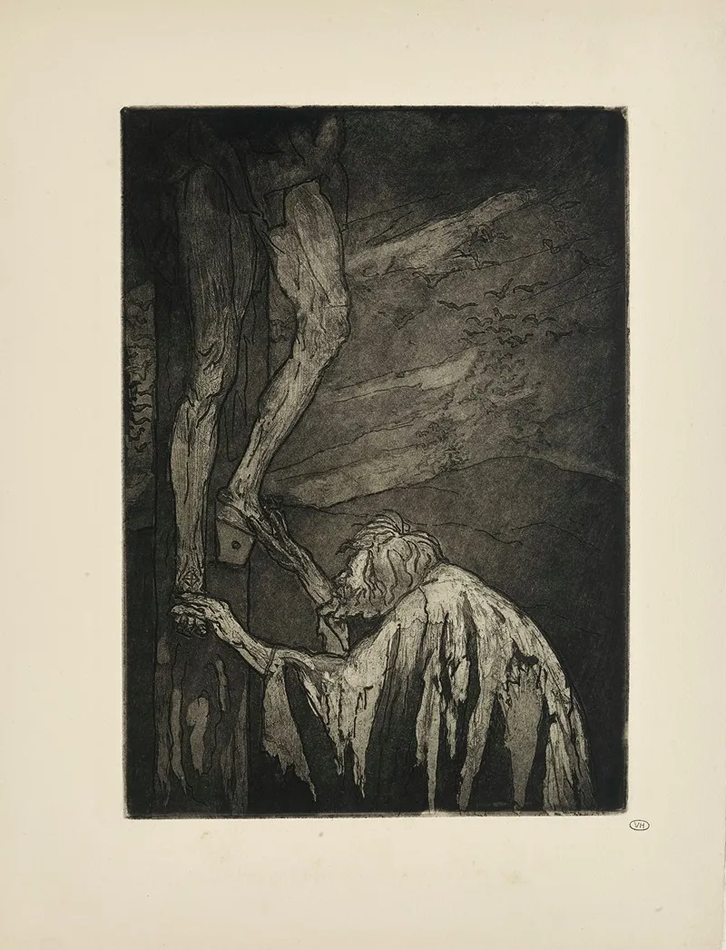 N 43 Le Long De Larbre Obscur Il Leve Ses Deux Bras by Emile Bernard - Canvas Print