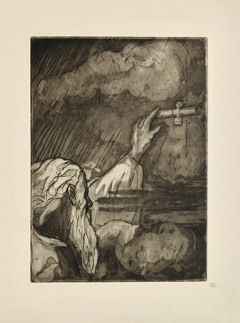 N 8 Alors Noe Suivi Des Siens Entra Dans Larche Et Dieu Pensif Poussa Du Dehors Le Verrou by Emile Bernard - Canvas Print