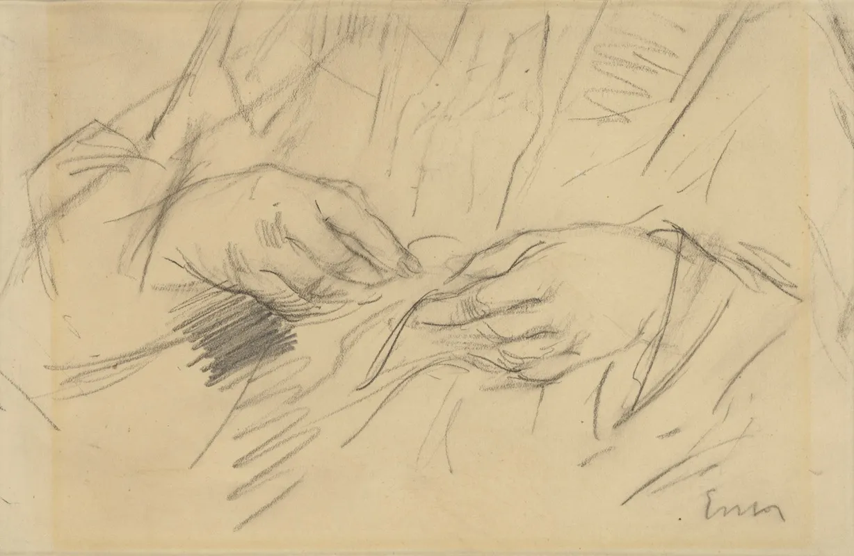 Naaiwerk De Handen by James Ensor - Canvas Print