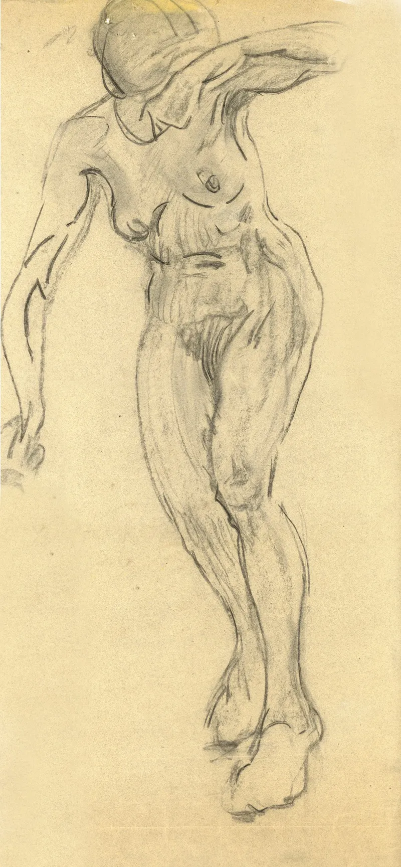 Naakte Vrouw Grote Schets by Albert Daenens - Canvas Print