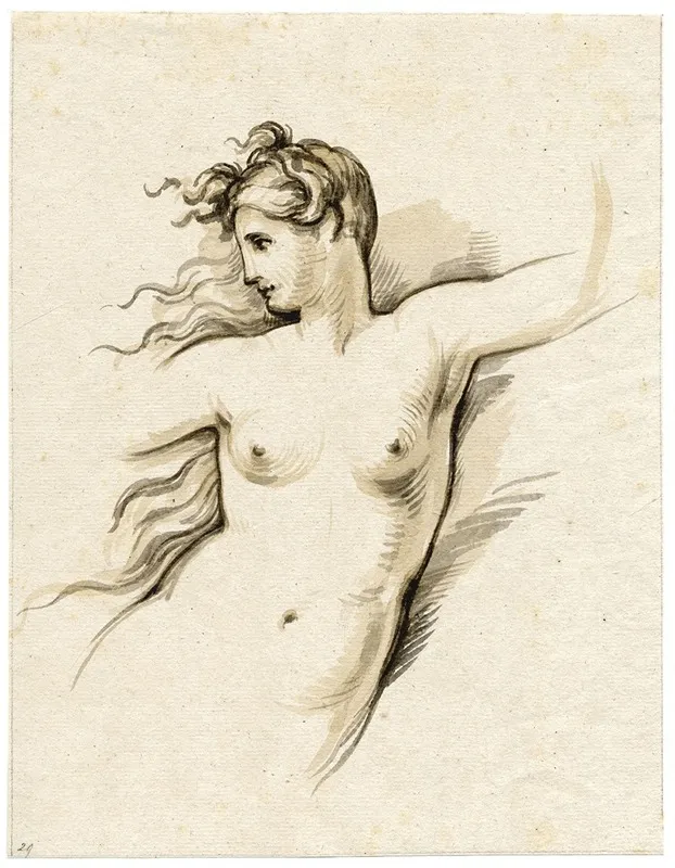 Naakte Vrouw Halffiguur Het Hoofd Naar Terzijde Gewend by David Humbert de Superville - Canvas Print
