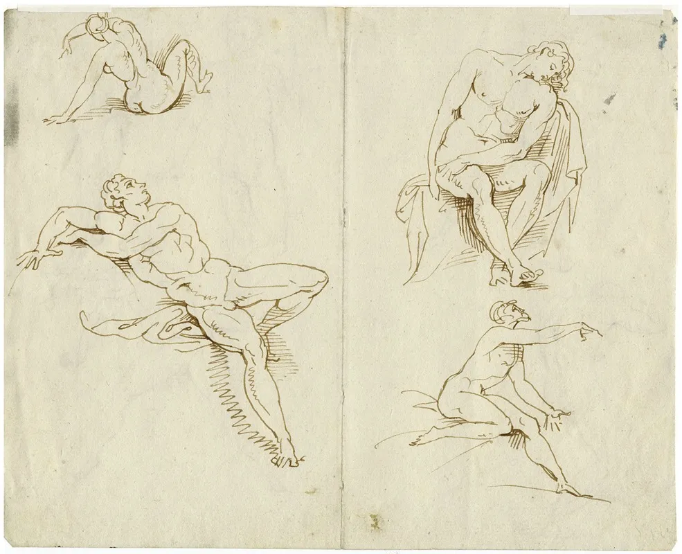 Naaktfiguren In Diverse Houdingen by David Humbert de Superville - Canvas Print