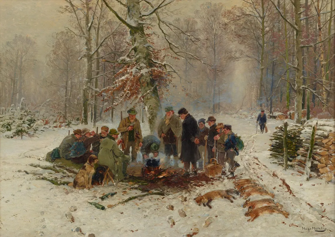 Nach Der Treibjagd by Hugo Mühlig - Canvas Print