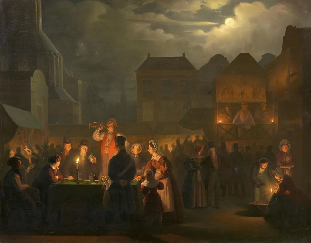 Nachtlicher Jahrmarkt by Petrus van Schendel - Canvas Print
