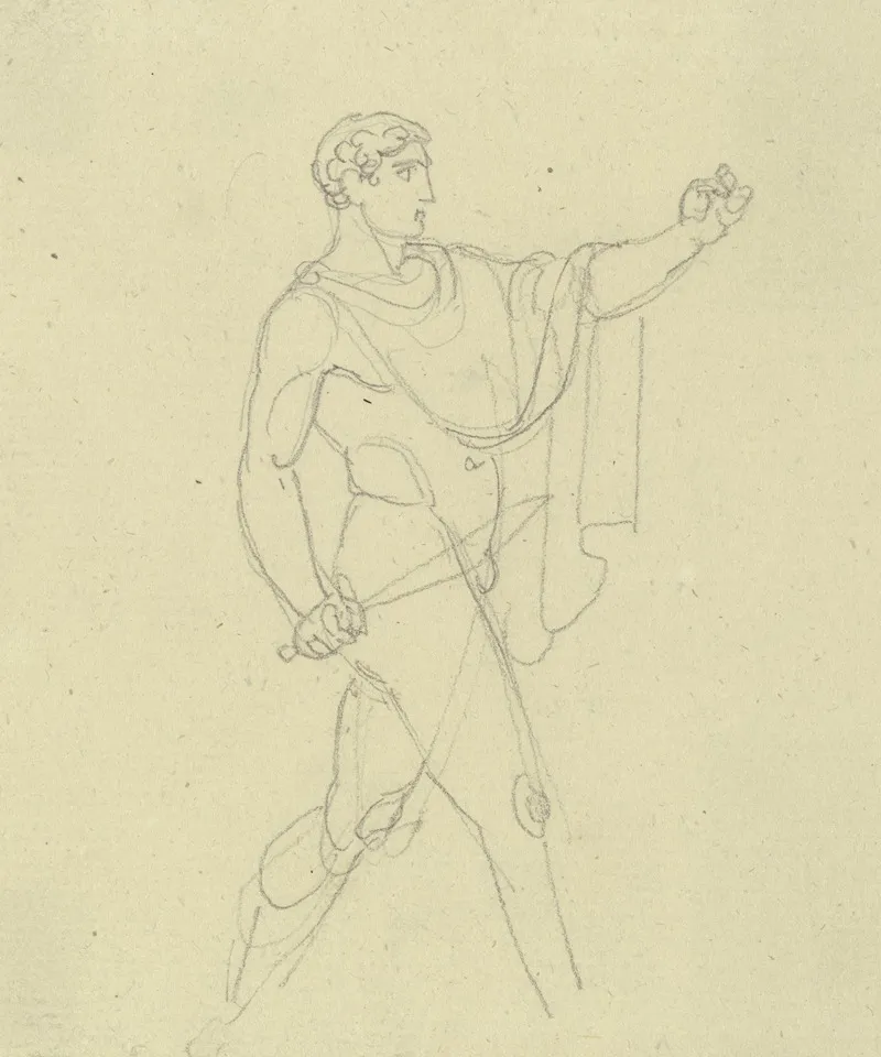 Nackter Antiker Krieger Mit Schwert Nach Rechts by Gustav Heinrich Naecke - Canvas Print